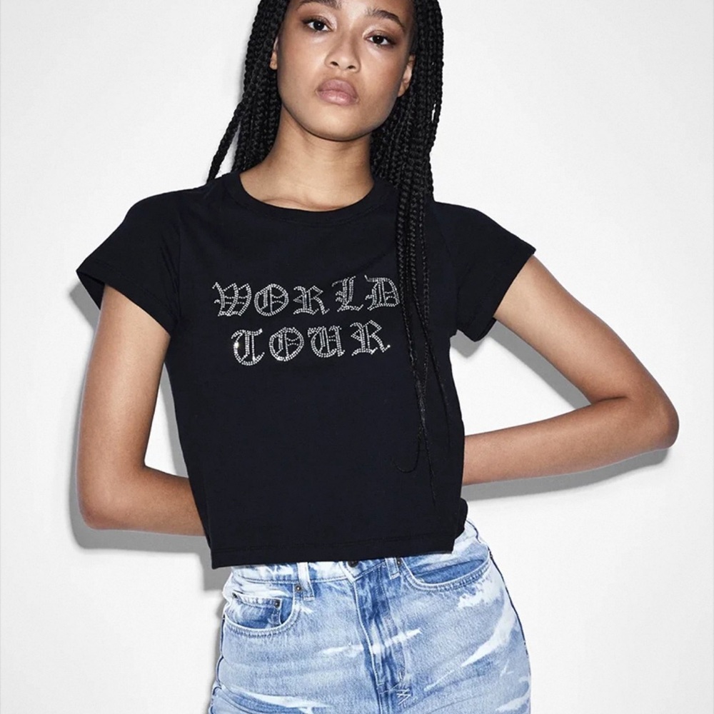 Ksubi Women's Black Diamond Embellished Crewneck Tee